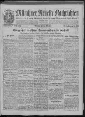 Münchner neueste Nachrichten Donnerstag 3. Mai 1917