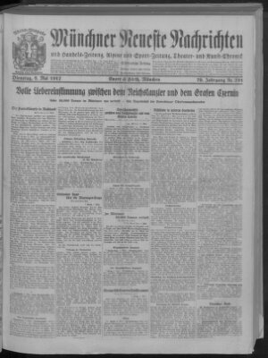 Münchner neueste Nachrichten Dienstag 8. Mai 1917