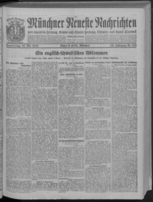 Münchner neueste Nachrichten Donnerstag 10. Mai 1917