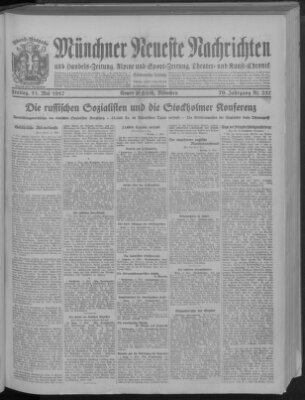 Münchner neueste Nachrichten Freitag 11. Mai 1917