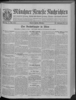 Münchner neueste Nachrichten Montag 14. Mai 1917