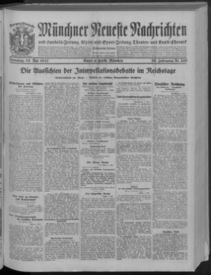 Münchner neueste Nachrichten Dienstag 15. Mai 1917