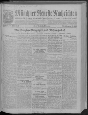 Münchner neueste Nachrichten Mittwoch 16. Mai 1917