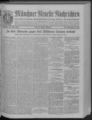 Münchner neueste Nachrichten Sonntag 20. Mai 1917