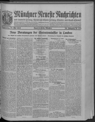 Münchner neueste Nachrichten Donnerstag 31. Mai 1917