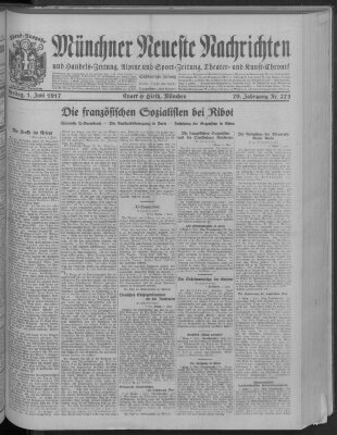 Münchner neueste Nachrichten Freitag 1. Juni 1917