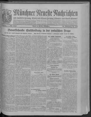 Münchner neueste Nachrichten Sonntag 3. Juni 1917