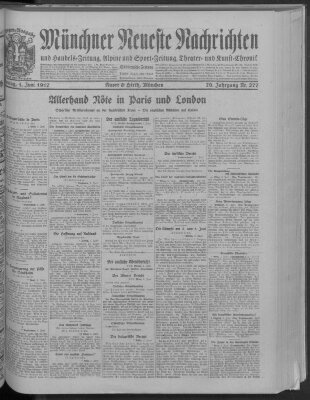 Münchner neueste Nachrichten Montag 4. Juni 1917