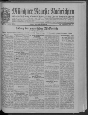 Münchner neueste Nachrichten Samstag 9. Juni 1917