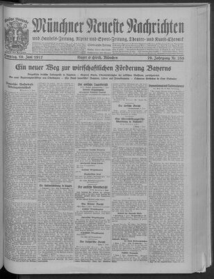 Münchner neueste Nachrichten Sonntag 10. Juni 1917