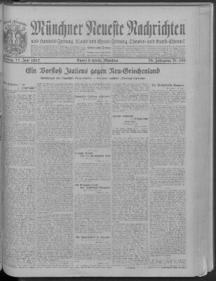 Münchner neueste Nachrichten Montag 11. Juni 1917