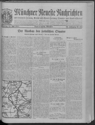 Münchner neueste Nachrichten Dienstag 12. Juni 1917