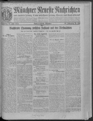 Münchner neueste Nachrichten Samstag 16. Juni 1917