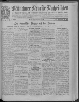 Münchner neueste Nachrichten Sonntag 17. Juni 1917