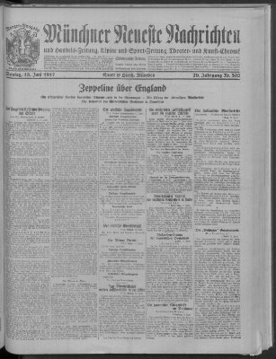 Münchner neueste Nachrichten Montag 18. Juni 1917