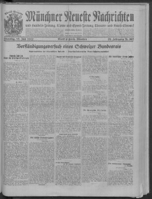 Münchner neueste Nachrichten Dienstag 19. Juni 1917