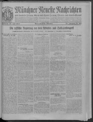 Münchner neueste Nachrichten Mittwoch 20. Juni 1917