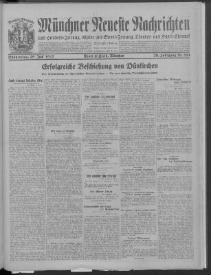 Münchner neueste Nachrichten Donnerstag 28. Juni 1917