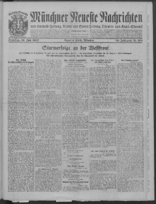 Münchner neueste Nachrichten Samstag 30. Juni 1917