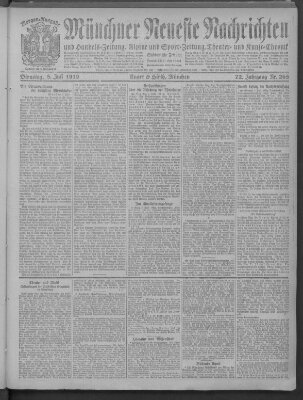 Münchner neueste Nachrichten Dienstag 8. Juli 1919