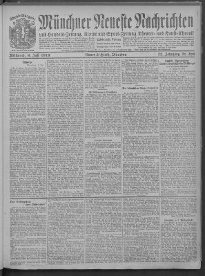 Münchner neueste Nachrichten Mittwoch 9. Juli 1919