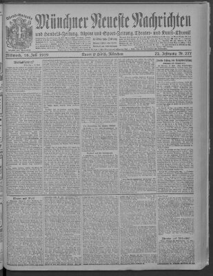 Münchner neueste Nachrichten Mittwoch 16. Juli 1919