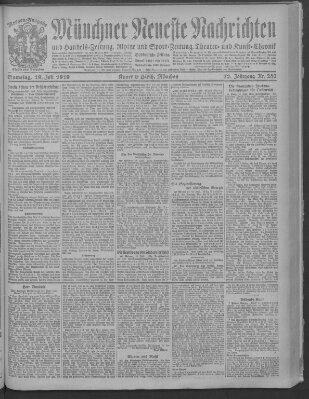 Münchner neueste Nachrichten Samstag 19. Juli 1919