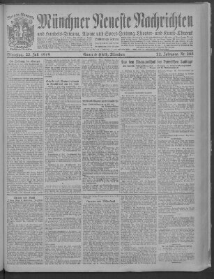 Münchner neueste Nachrichten Dienstag 22. Juli 1919