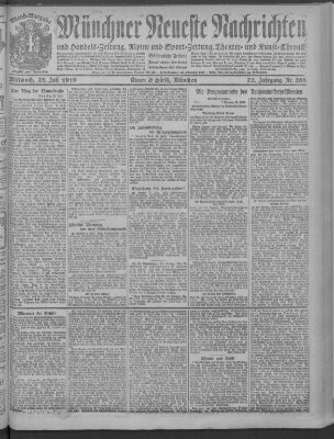 Münchner neueste Nachrichten Mittwoch 23. Juli 1919