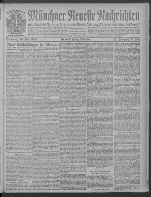 Münchner neueste Nachrichten Dienstag 29. Juli 1919