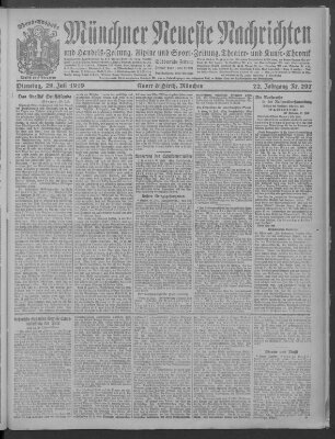 Münchner neueste Nachrichten Dienstag 29. Juli 1919