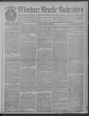 Münchner neueste Nachrichten Mittwoch 30. Juli 1919