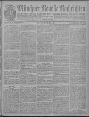 Münchner neueste Nachrichten Mittwoch 6. August 1919