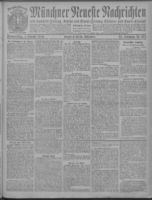 Münchner neueste Nachrichten Donnerstag 7. August 1919