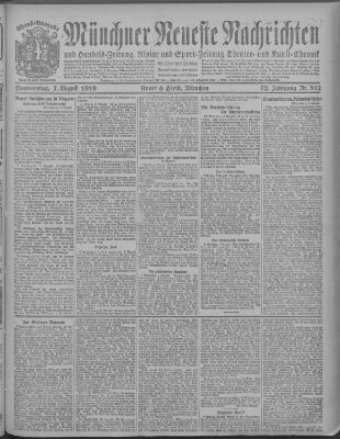 Münchner neueste Nachrichten Donnerstag 7. August 1919