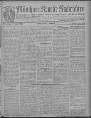 Münchner neueste Nachrichten Samstag 9. August 1919