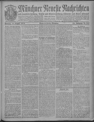 Münchner neueste Nachrichten Montag 11. August 1919