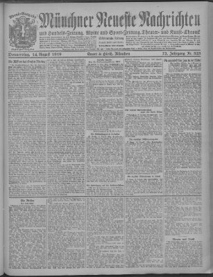 Münchner neueste Nachrichten Donnerstag 14. August 1919