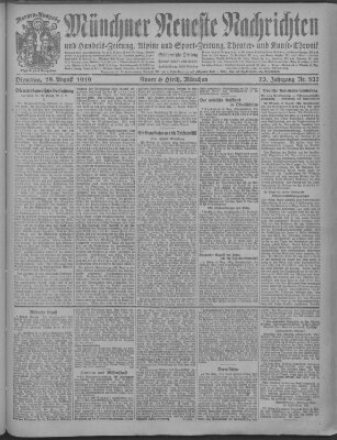 Münchner neueste Nachrichten Dienstag 19. August 1919