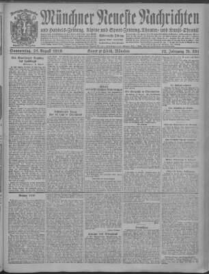 Münchner neueste Nachrichten Donnerstag 21. August 1919