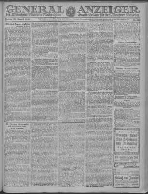 Münchner neueste Nachrichten Freitag 22. August 1919