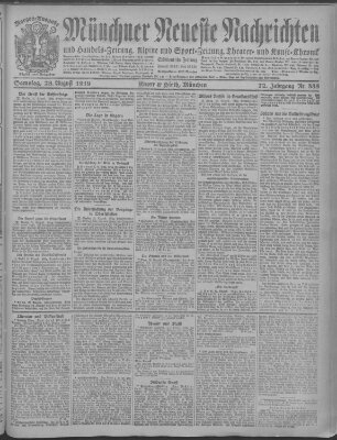 Münchner neueste Nachrichten Samstag 23. August 1919