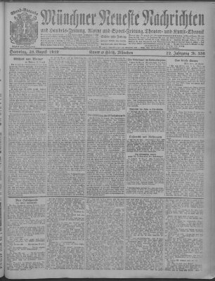 Münchner neueste Nachrichten Samstag 23. August 1919