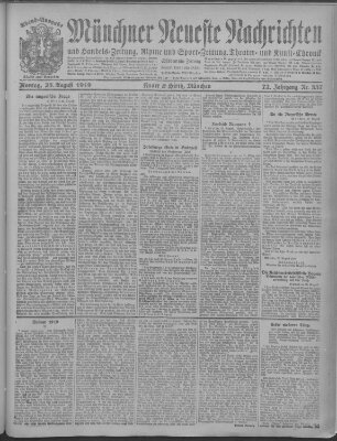 Münchner neueste Nachrichten Montag 25. August 1919