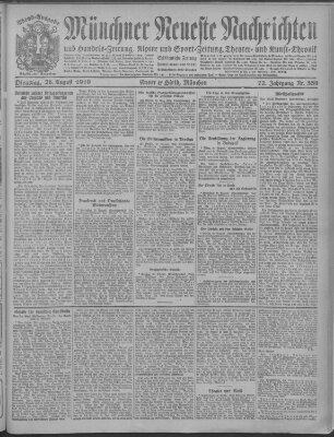 Münchner neueste Nachrichten Dienstag 26. August 1919