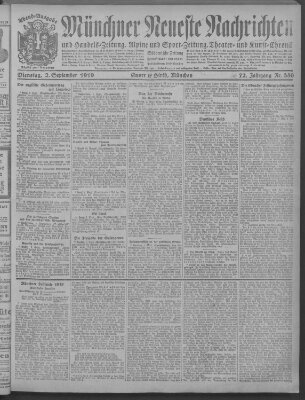 Münchner neueste Nachrichten Dienstag 2. September 1919