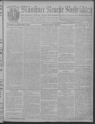 Münchner neueste Nachrichten Mittwoch 3. September 1919