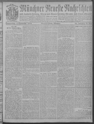 Münchner neueste Nachrichten Donnerstag 4. September 1919