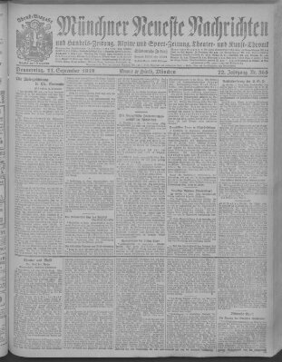 Münchner neueste Nachrichten Donnerstag 11. September 1919