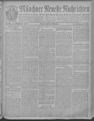 Münchner neueste Nachrichten Freitag 12. September 1919